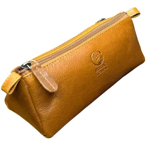 Tom Leather Pencil Case - Zippered Pen Pouch (Cognac)