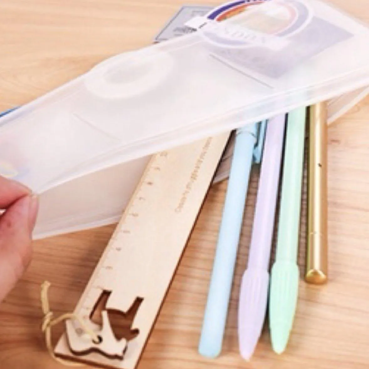 Transparent pencil case EVA zipper bag frosted minimalist style NP-020011