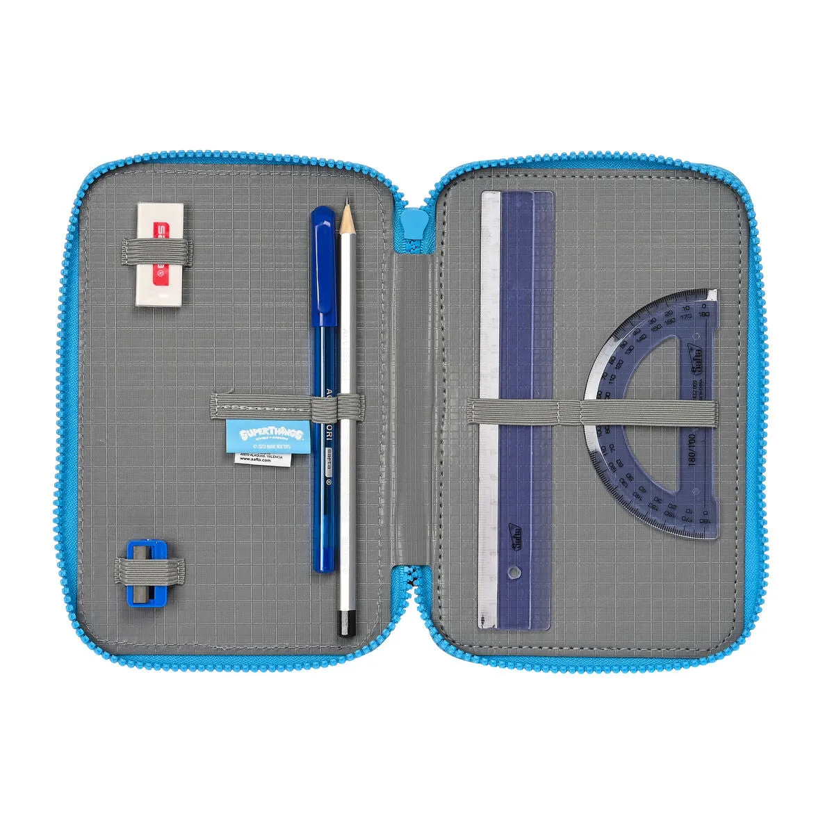 Triple Pencil Case SuperThings Rescue force 12.5 x 19.5 x 5.5 cm Blue (36 Pieces)