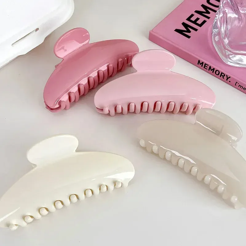 VAIGE Solid Color Semicircle Large Hair Claw - Elegant Acrylic Hair Clip for Everyday Use