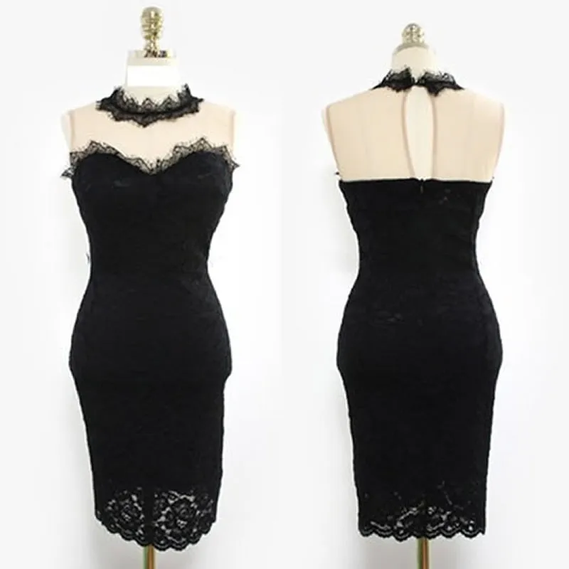 VenusFox Vest Sexy Bodycon Mini Lace Dress