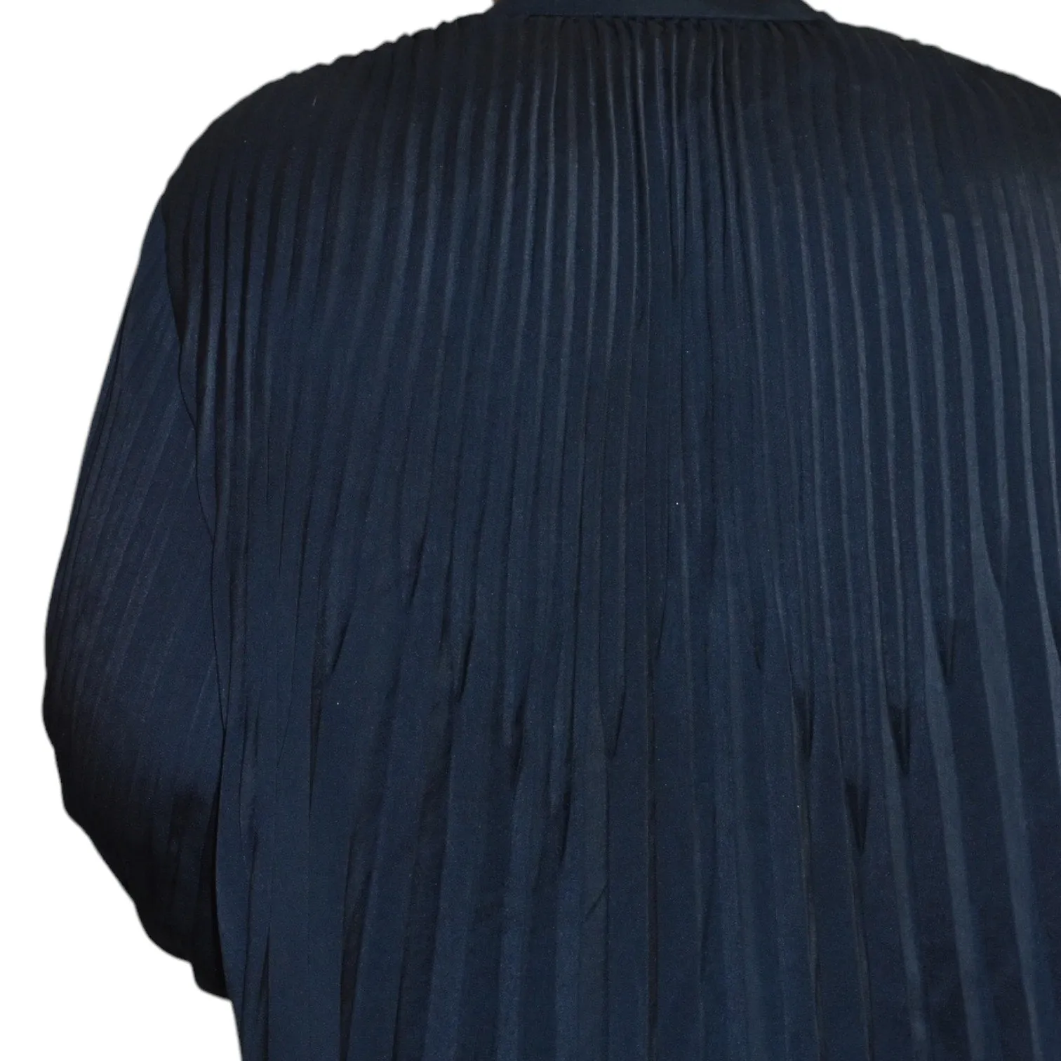 Vince Pleated Blouse Blue Navy Chevron Dressy Swing Button Front Long Sleeves Oversized Top Size XS