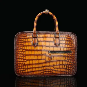 Vintage Brown Crocodile Leather  Briefcase