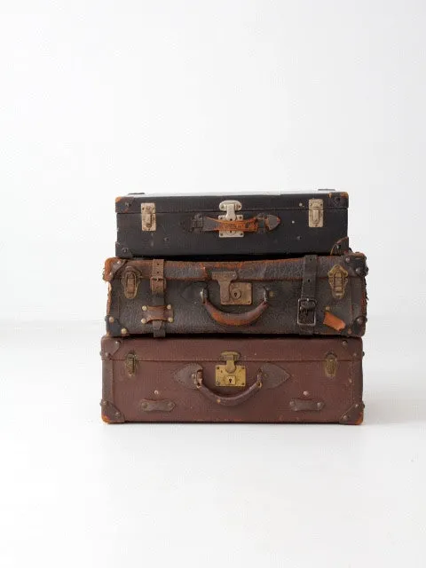 vintage brown leather suitcase