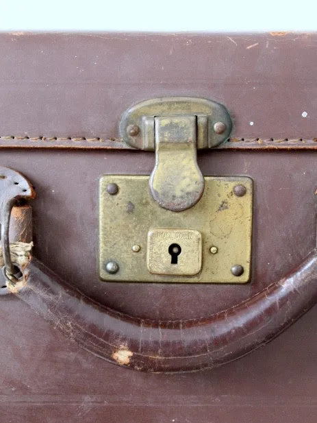 vintage brown leather suitcase