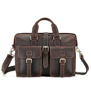 Vintage Leather Briefcase for 15.6 inch Laptop