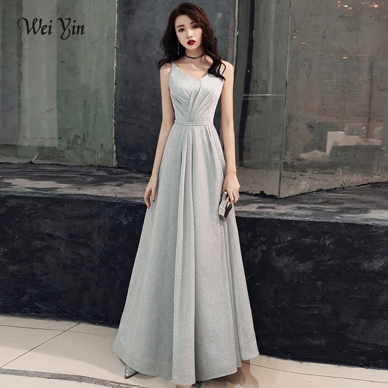 weiyin Evening Dress Women 2021 Sexy V-neck Long Formal Dress Elegant Evening Gowns Robe de Soiree Party Prom Dress WYY1367