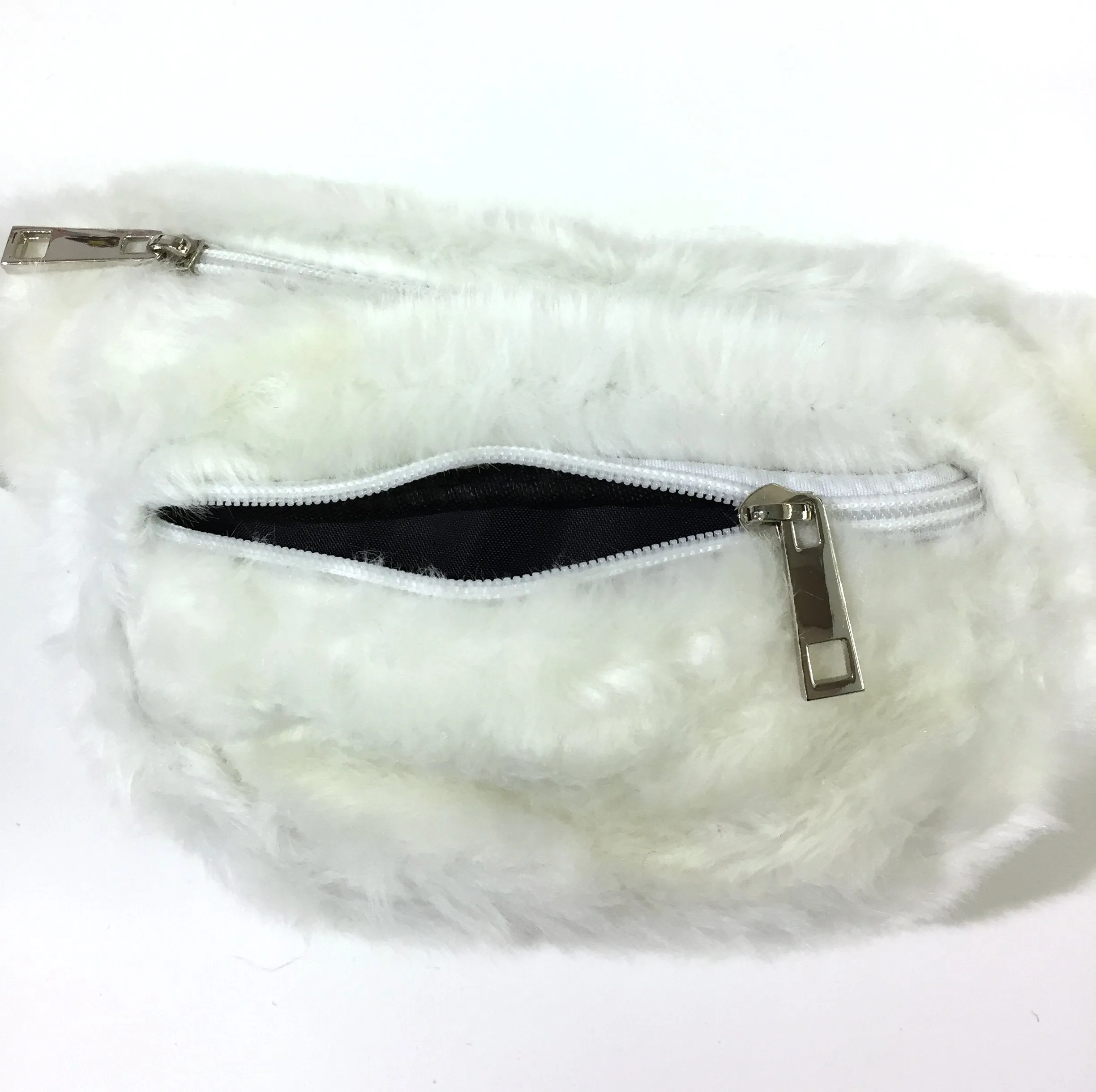 White Fuzzy Faux Fur Fanny Pack