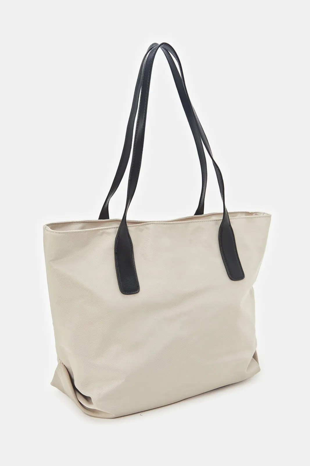 Women Beige Tote Bag With Handles